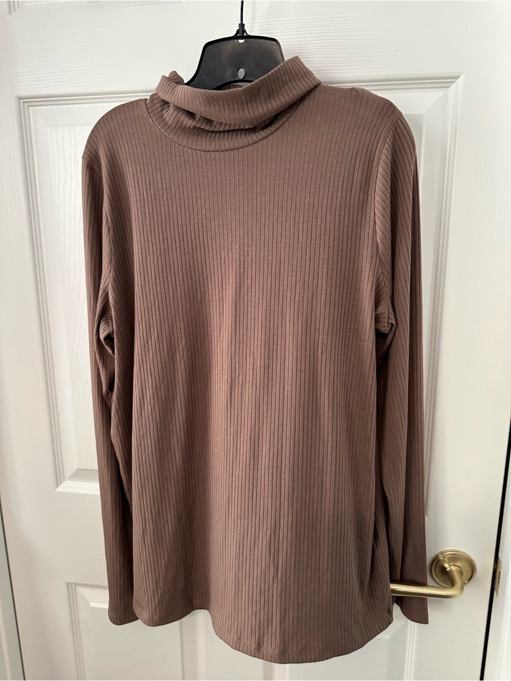 Madewell Ribbed Mock Neck Top in Dusty Mauve
